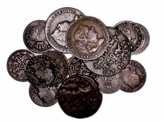MONARQUÍA ESPAÑOLA
LOTES DE CONJUNTO
Lote de 16 monedas. AE. De Felipe IV a Is...