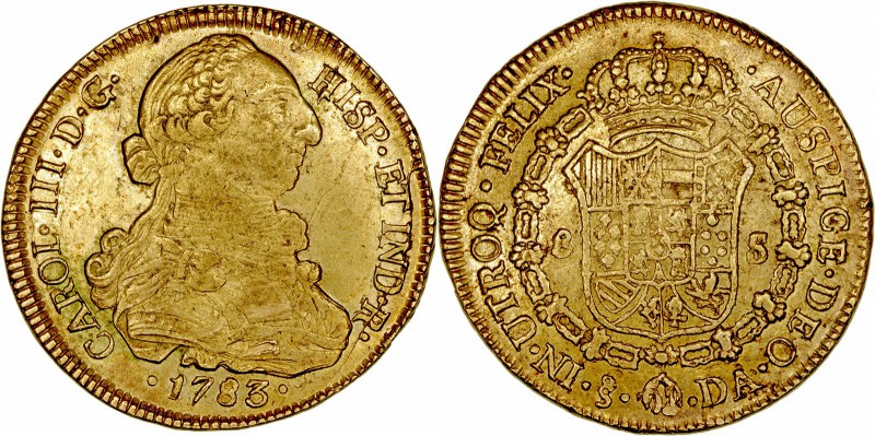 MONARQUÍA ESPAÑOLA
CARLOS III
8 Escudos. AV. Santiago DA. 1783. 26,97 g. Cal.2...