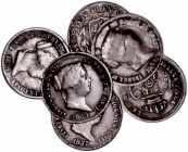 MONARQUÍA ESPAÑOLA
ISABEL II
Lote de 6 monedas. AE. Décima de Real 1853, 10 Céntimos de Real 1855, 1856, 1857, 1860 y 1861 Segovia. MBC- a BC