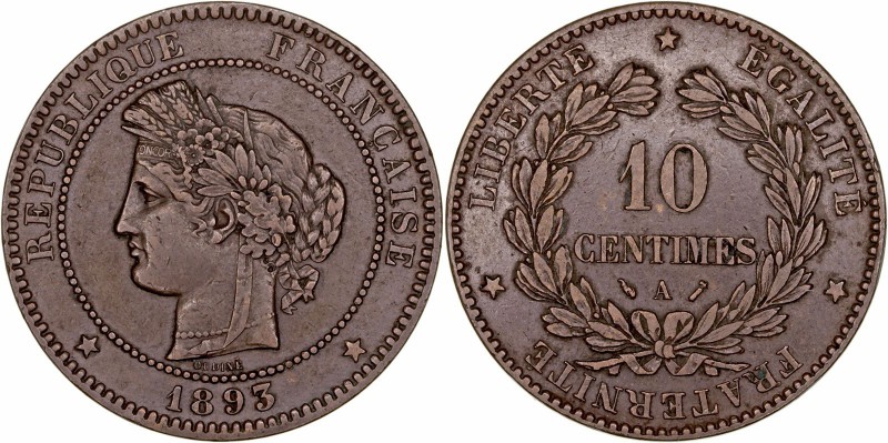 MONEDAS EXTRANJERAS
FRANCIA
10 Céntimos. AE. 1893 A. KM.815,1. MBC+