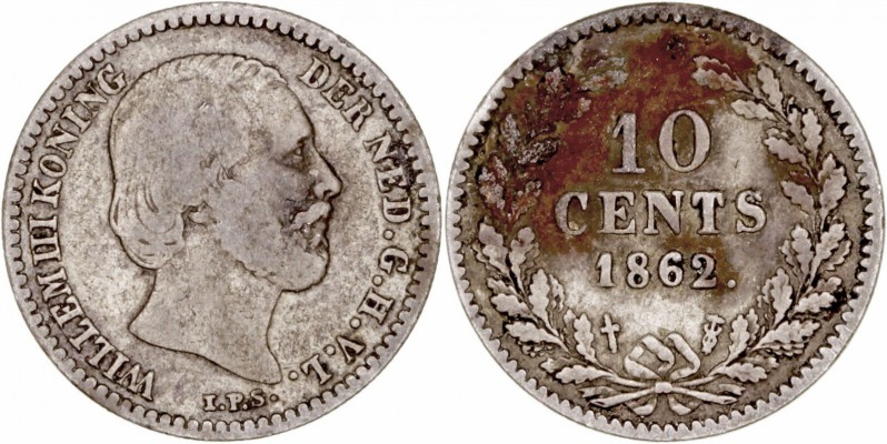 MONEDAS EXTRANJERAS
HOLANDA
GUILLERMO III
10 Cents. AR. 1862. 1,34 g. KM.80. ...
