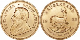 MONEDAS EXTRANJERAS
SUDÁFRICA
Krugerrand. AV. 1983. Una onza de oro fino. 33,98 g. KM.73. SC-