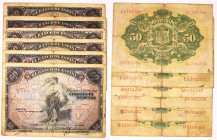BILLETES
BANCO DE ESPAÑA
50 Pesetas. 24 septiembre 1906. Lote de 7 billetes. Sin serie, serie A (2), serie B (3) y serie C. ED.315/a. Imprescindible...