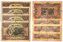 BILLETES
BANCO DE ESPAÑA
25 Pesetas. 15 julio 1907. Sin serie. Lote de 4 billetes. ED.318. Imprescindible examinar. RC