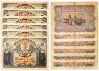 BILLETES
BANCO DE ESPAÑA
50 Pesetas. 15 julio 1907. Sin serie. Lote de 6 billetes. ED.319. Imprescindible examinar. BC+