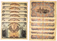 BILLETES
BANCO DE ESPAÑA
50 Pesetas. 15 julio 1907. Sin serie. Lote de 6 billetes. ED.319. Imprescindible examinar. BC
