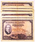 BILLETES
BANCO DE ESPAÑA
50 Pesetas. 17 mayo 1927. Sin serie. Lote de 13 billetes. ED.326. Imprescindible examinar. BC+ a BC-