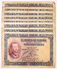 BILLETES
BANCO DE ESPAÑA
25 Pesetas. 12 octubre 1926. Sin serie. Lote de 11 billetes. ED.325. Dobleces en el centro y picos. Imprescindible examinar...