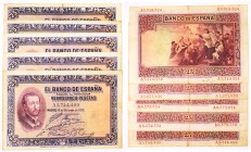 BILLETES
BANCO DE ESPAÑA
25 Pesetas. 12 octubre 1926. Serie A. Lote de 5 billetes. Todos mantienen sello en seco (difusos) del Gobierno Provisional ...