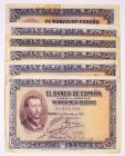 BILLETES
BANCO DE ESPAÑA
25 Pesetas. 12 octubre 1926. Serie A. Lote de 6 billetes. Todos con sello en seco del Gobierno Provisional de la República,...