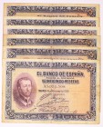 BILLETES
BANCO DE ESPAÑA
25 Pesetas. 12 octubre 1926. Serie A. Lote de 8 billetes. Uno de ellos en sin serie. Todos con sello en seco del Gobierno P...