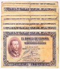 BILLETES
BANCO DE ESPAÑA
25 Pesetas. 12 octubre 1926. Lote de 18 billetes. Sin serie (3), serie A (14) y serie B. Todos con sello en seco del Gobier...
