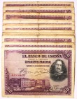 BILLETES
BANCO DE ESPAÑA
50 Pesetas. 15 agosto 1928. Sin serie. Lote de 49 billetes. ED.329. Con dobleces fuertes y roturas en márgenes. Imprescindi...