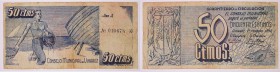 BILLETES
BILLETES LOCALES
50 Céntimos. Vinaroz, C.M. 1 febrero 1937. 50 Céntimos. Serie A. Fatigado. Escaso. BC-