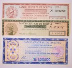 BILLETES
BILLETES EXTRANJEROS
BOLIVIA
Lote de 3 billetes. 1984/85. 100000, 500000 y 1000000 Pesos Bolivianos. P.190. SC- a EBC+