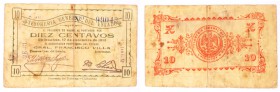 BILLETES
BILLETES EXTRANJEROS
MÉJICO
10 Centavos. Tesorería general del Estado. Chihuahua, 10 diciembre 1913. P.S550. Escaso. BC