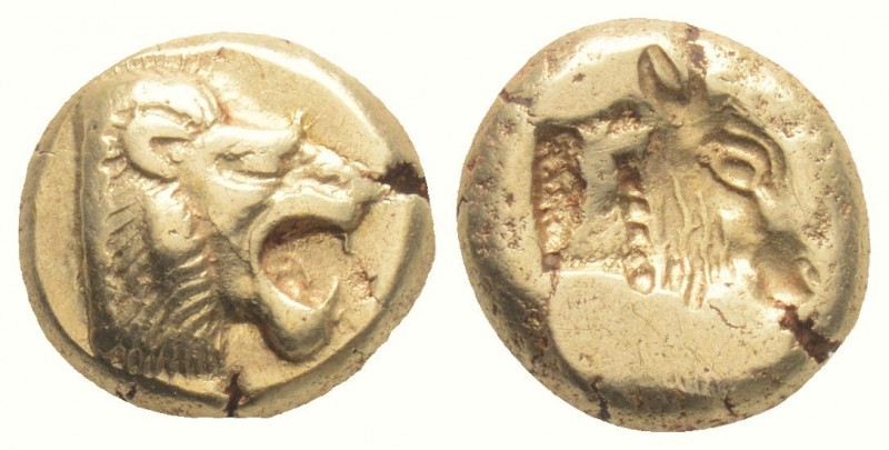 Greek
LESBOS, Mytilene. (Circa 521-478 BC).
EL Hekte (10.5mm, 2.54g)
Head of roa...