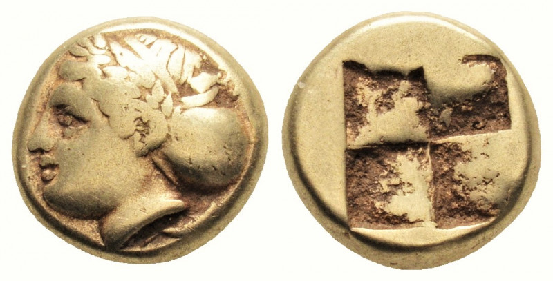 Greek
IONIA, Phokaia. (Circa 478-387 BC)
EL Hekte (10.2mm, 2.47 g)
Head of femal...