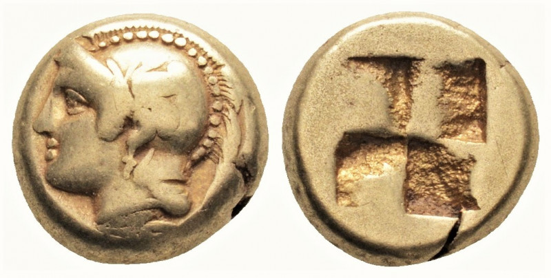 Greek
IONIA. Phokaia. (Circa 478-387 BC)
EL Hekte(10.1mm 2.51g)
Helmeted head of...