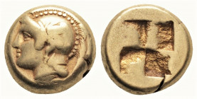 Greek
IONIA. Phokaia. (Circa 478-387 BC)
EL Hekte(10.1mm 2.51g)
Helmeted head of Athena left; below, small seal left. / Quadripartite incuse square. 
...