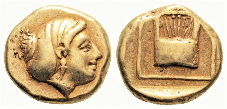 Greek
LESBOS. Mytilene. (Circa 412-378 BC). 
EL Hekte (11.6mm, 2.49g). 
Female h...