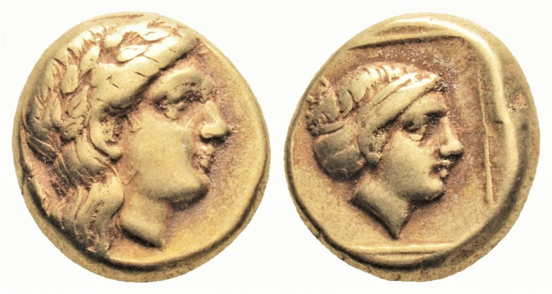 Greek
LESBOS, Mytilene. (Circa 377-326 BC).
EL Hekte (10.6mm 2.54g)
Laureate hea...
