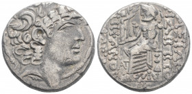 Greek
SELEUCIS & PIERIA. Antioch . Posthumous Philip I Philadelphos type. (Circa 47/6-14/3 BC)
AR Tetradrachm (26.1mm 14.85g)
Diademed head of Philip ...