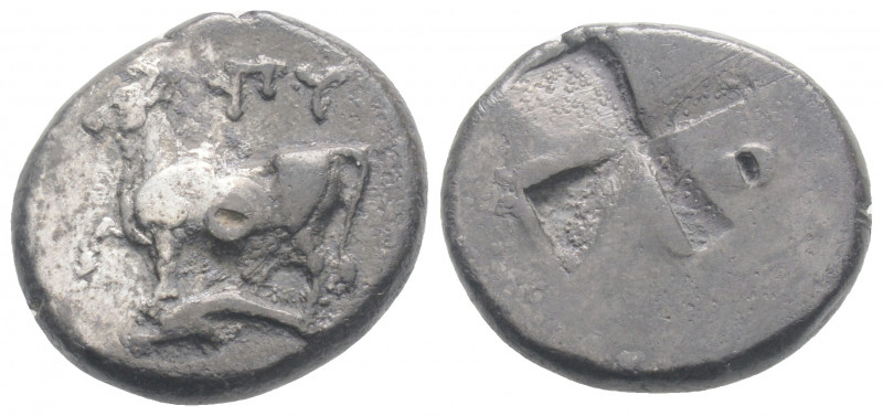 Greek
THRACE. Byzantion (Circa 357-340 BC )
AR Drachm (18.1 mm, 5.15g.)
Cow stan...