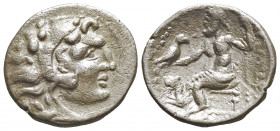 Greek
KINGS OF MACEDON, Alexander III 'the Great' (Circa 336-323 BC). 
AR Drachm. (18.11mm, 3.51g)
Head of Herakles to right, wearing lion skin headdr...