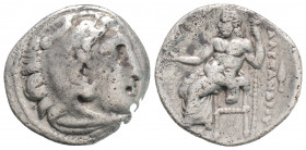Greek
KINGS OF MACEDON, Philip III Arrhidaios . In the name and types of Alexander III. Kolophon, (Circa 323-319 BC).
AR Drachm (17.8mm, 4.14g)
Head o...