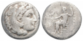 Greek
KINGS OF MACEDON. Philip III Arrhidaios. (Circa 323-317 BC). 
AR Drachm (16.6mm, 3.98g). 
In the name and types of Alexander III. Miletos mint. ...