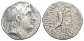 Greek
SELEUKID KINGDOM. Demetrios I Soter. (Circa 162-150 B.C). 
AR drachm (17.,mm, 3.76g). 
Antioch on the Orontes, S.E. 161 (152/1 B.C.). Diademed h...