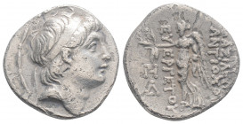 Greek
SELEUKID KINGDOM. Antiochos VII Euergetes (Sidetes) (Circa 138-129 BC). 
AR Drachm (17.6mm, 3.82g) 
Uncertain mint in northern Mesopotamia or Ci...