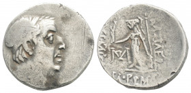 Greek
CAPPADOCIAN KINGDOM, Ariobarzanes I Philoromaios.(Circa 96-63 BC). 
AR Drachm (7.1mm, 3.76g)
Head of Ariobarzanes I right, wearing diadem / ΒΑΣΙ...