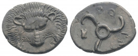 Greek
DYNASTS of LYCIA. Puresi. (Circa 380-360 BC). 
AR Third Stater (17.2mm, 2.67g). 
Facing lion scalp / Triskeles; PU-RES (in Lycian) and astragalo...