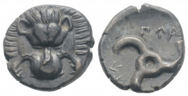 Greek
DYNASTS of LYCIA. Perikles. (Circa 380-360 BC ).
AR Third Stater (15.4 mm, 2.75 g.)
Facing lion's scalp. /Triskeles within shallow incuse. 
SNG ...
