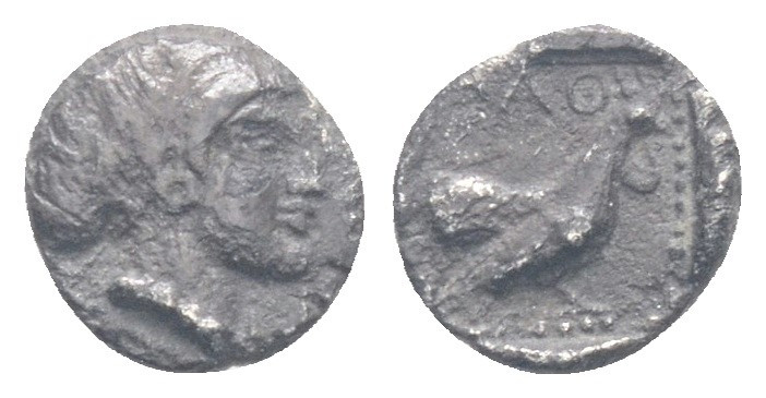 Greek
LESBOS. Methymna. (Circa 500/480-460 BC). 
AR Hemiobol (6.7mm, 0.29g)
Fema...