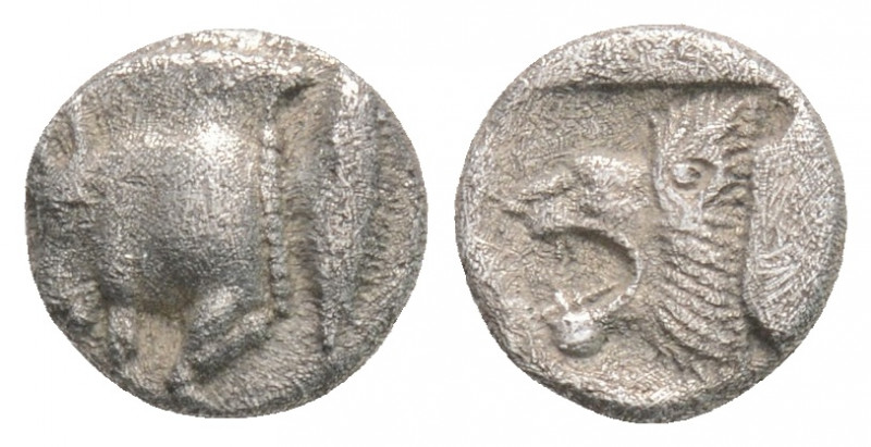 Greek
MYSIA. Kyzikos. (Circa 450-400 BC). 
AR Hemiobol (7.6mm, 0.53g). 
Forepart...