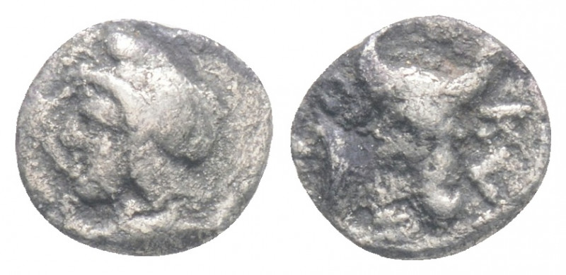 Greek
MYSIA. Kyzikos. (Circa 410-400 BC).
AR Hemiobol (7.6mm 0.29g)
Head of Atti...