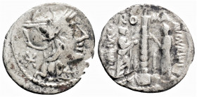 Roman Republic
Ti. Minucius C.f. Augurinus, (134 BC) Rome
AR Denarius (18,7 mm, 3.22 g) 
Obv: Helmeted head of Roma to right; behind, X. Rev. RO-MA 
R...