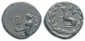 Roman Provincial
PHRYGIA. Laodikeia. Pseudo-autonomous issue ( 27 BC- AD 14).
AE Bronze (14.2mm, 3.28g)
Obv: ΛAOΔIKE[ΩN]; Aphrodite standing left, hol...