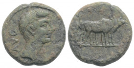 Roman Provincial
MACEDON. Philippi. Augustus (27 BC-AD 14). 
AE Bronze (18.1mm., 4,17).
Obv: AVG Bare head of Augustus to right.
Rev: two founders dri...