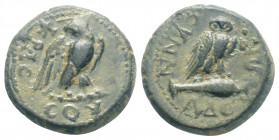 Roman Provincial 
PHRYGIA. Synnada. Pseudo-autonomous. Time of Tiberius (14-37 AD). 
AE Bronze (14.3mm, 2.57g)
Obv: KPACCΟV. Eagle, with head left and...