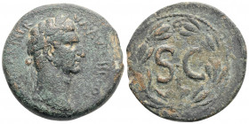 Roman Provincial
SYRIA, Seleucis and Pieria. Antioch. Nerva. ( 96-98 AD). 
AE Bronze (30.8mm, 15.25g). Struck AD 97. 
Obv: Laureate head right.
Rev: L...