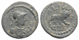 Roman Provincial
LYDIA. Acrasus. Pseudo-autonomous. Time of Septimius Severus (193-211 AD). 
AE Bronze (14.6mm, 1.38g)
Obv: Helmeted bust of Athena ri...