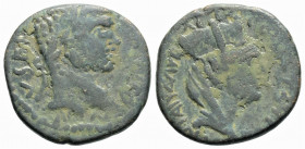 Roman Provincial
MESOPOTAMIA. Carrhae. Caracalla (198-217 AD).
AE Bronze (19.6mm 3.84g)
Obv: M AVR ANTONINV F VA. Laureate head right.
Rev: COI MET AN...