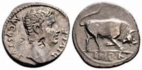 Roman Imperial
Augustus, (27 BC - AD 14). Lugdunum
AR Denarius ( 19.3 mm 3.42 g )
Obv:DIVI F AVGVSTVS, Bare head of Augustus to right. 
Rev: IMP X Bul...