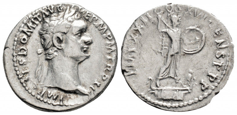 Roman Imperial
Domitian, (81-96 AD). Rome
AR Denarius (19.1mm 3.31g)
Obv: IMP CA...