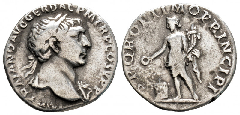 Roman Imperial
Trajan (98-117 AD).Rome 
AR Denarius (18,3 mm 2,98g)
Obv: IMP TRA...