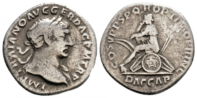 Roman Imperial 
Trajan (98-117 AD) Rome.
AR Denarius (18,3mm, 2,94g).
Obv: IMP T...